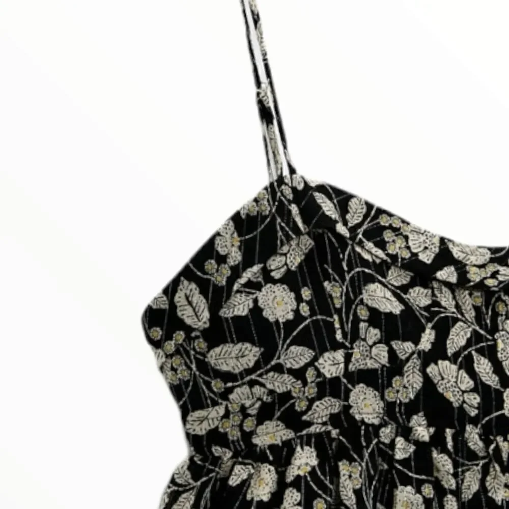 ZARA Black Floral Metallic Thread Romper NWT Sizes S M L Strappy Flowy Jumpsuit - Picture 4 of 12